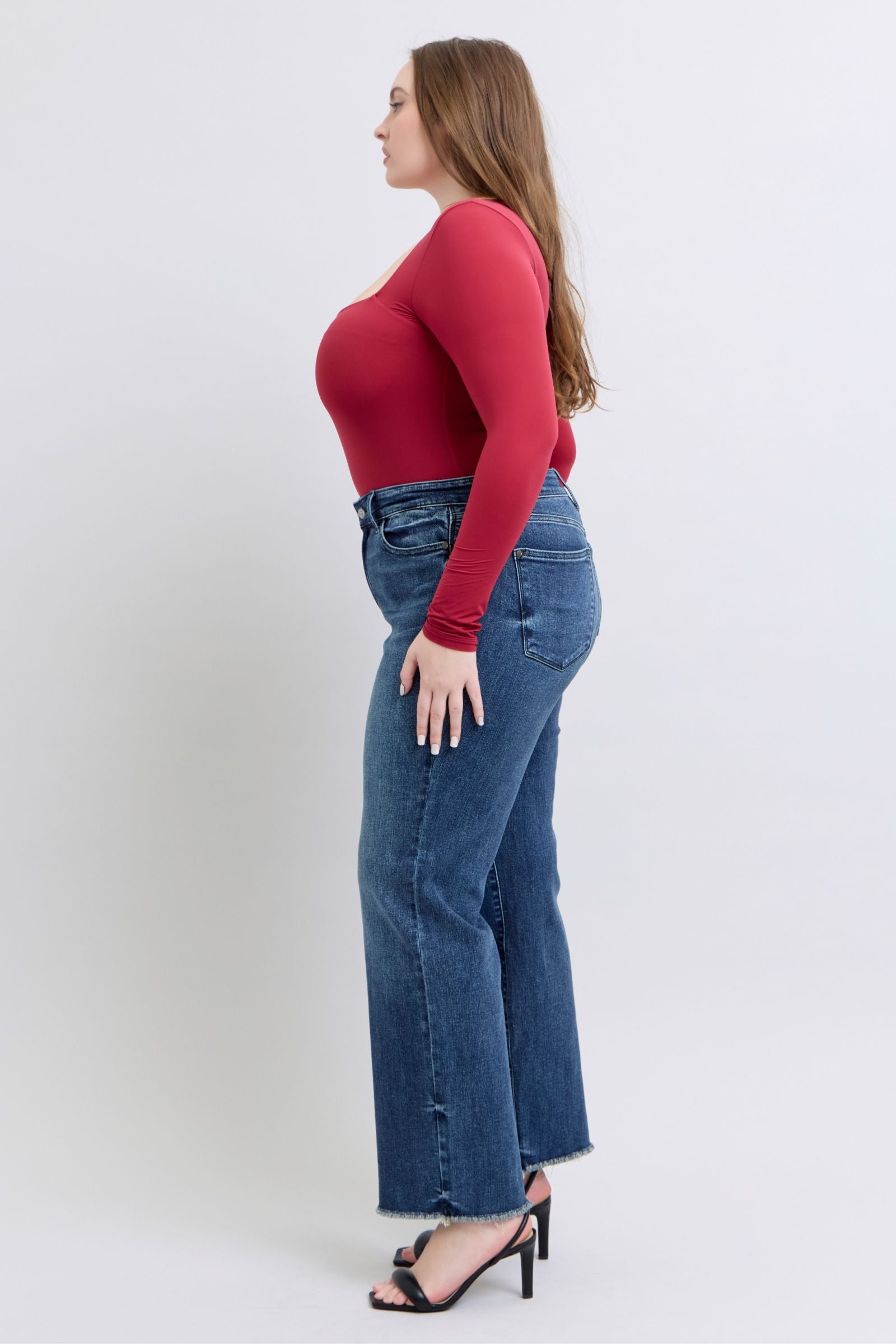 Judy Blue Mid Rise Plus Wide Leg Dark