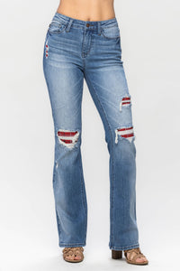 Judy Blue Plaid Patch Jeans