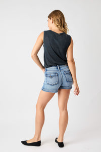 Judy Blue Contrast Shorts with back pocket flap