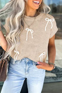 Bow know cap sleeve sweater