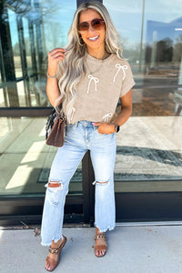 Bow know cap sleeve sweater