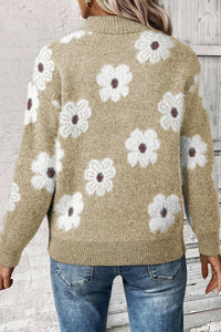 Vintage Daisy Half Zip Sweater