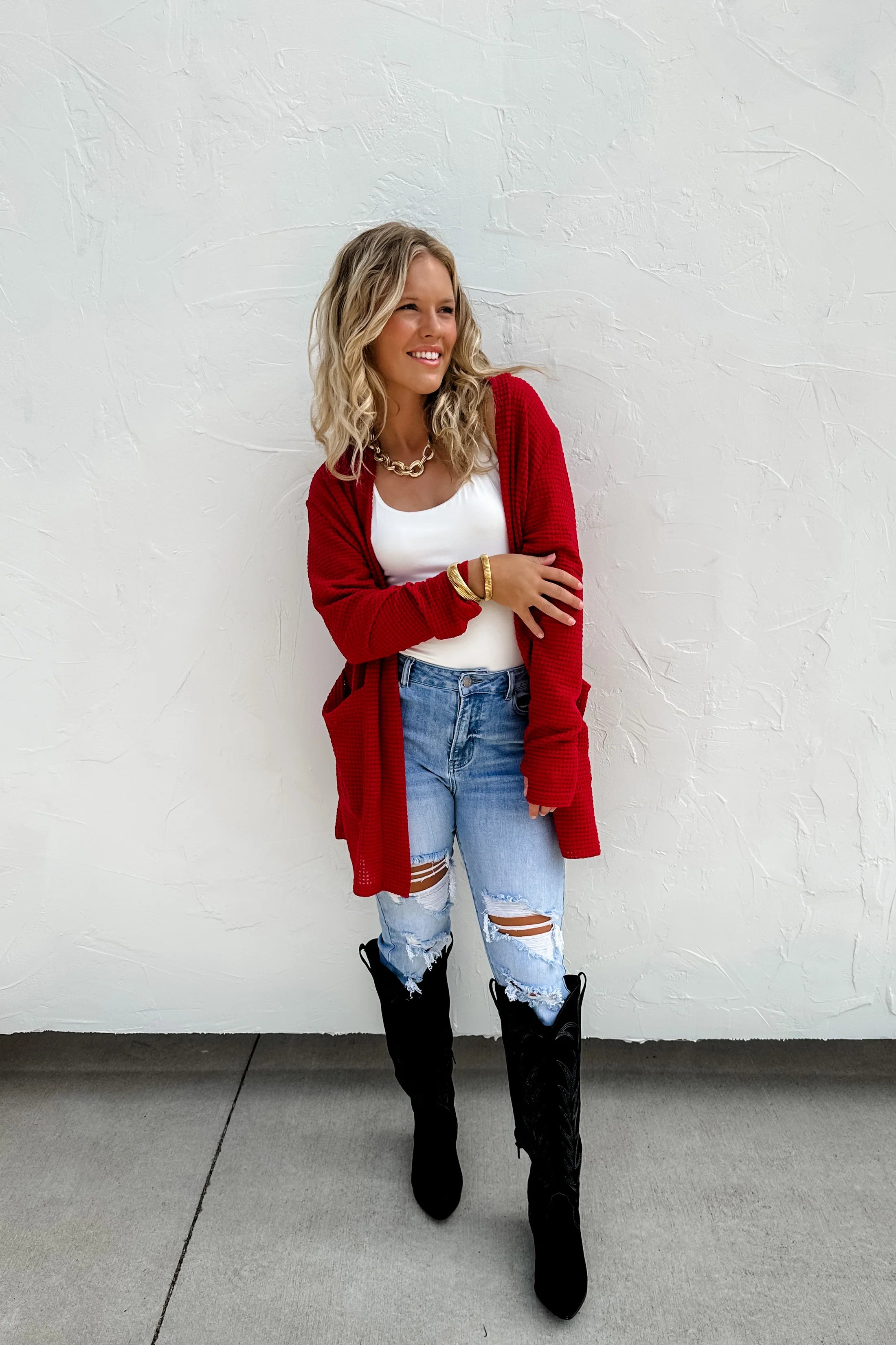 Lola Cardigan - Magenta Red